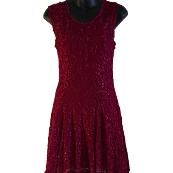 City Studio Dresses & Skirts - Burgundy Sheen  Lace Dress By City Studio. Great Boho Vibes. Size Small.